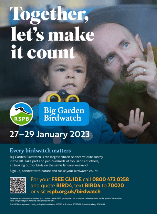 Advertisement for the Big Garden Birdwatch featuring a QR code..
