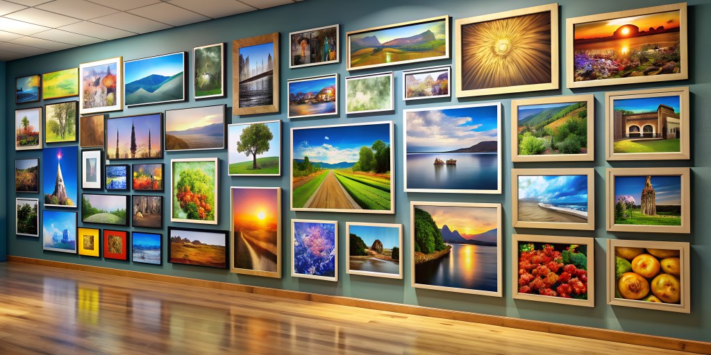 Pictures on a wall generated by AI.